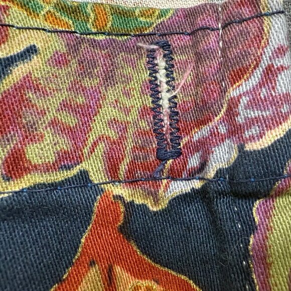 Floral Leaf Shower Curtain 100% Cotton Navy Blue Multicolor by Creative Bath - Picture 7 of 8